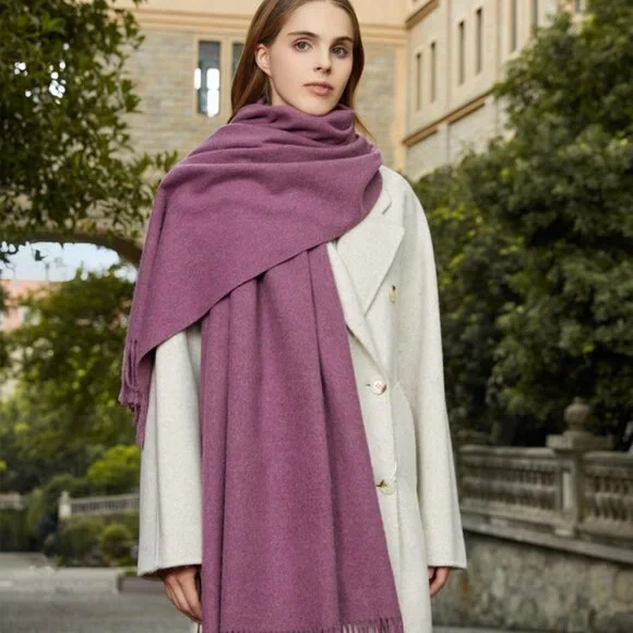 Cozy Cashmere Feel Scarf Rose Pink Long Shawl - Picture 5 of 8